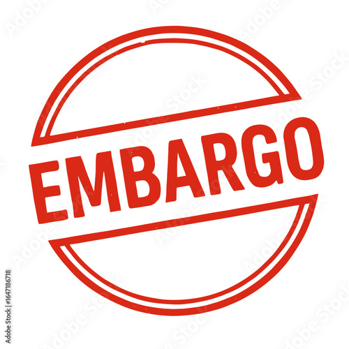 Stamp with the word EMBARGO in bold red letters  