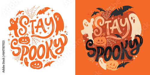 Happy Halloween set - Trick or treat – funny cute  hand drawn doodle lettering label, t-shirt design, mug print, sticker print.
