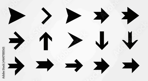 A versatile set of black linear arrow icons. Features different shapes and directions like up, down, left, right, refresh, and exchange symbols.