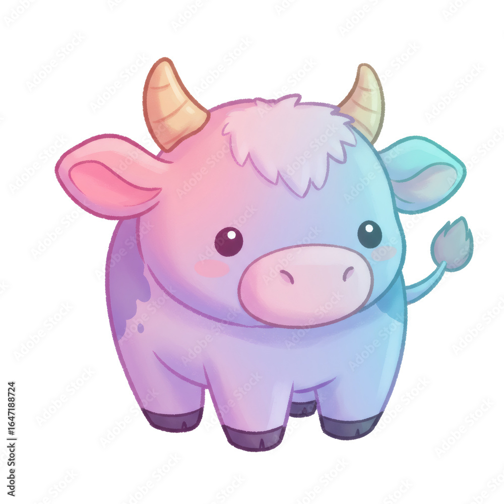 Naklejka premium Adorable Pastel Blue Cow Illustration
