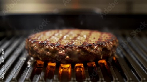 grilled beef patty on the grill