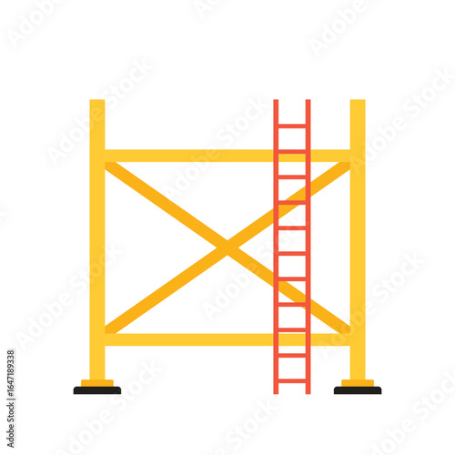 Scaffolding. Vector flat design aluminum prefabricated scaffolding isolated illustration white background.