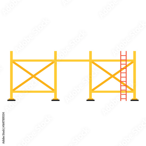 Scaffolding. Vector flat design aluminum prefabricated scaffolding isolated illustration white background.