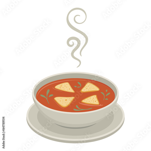 Warm and comforting tomato soup with croutons