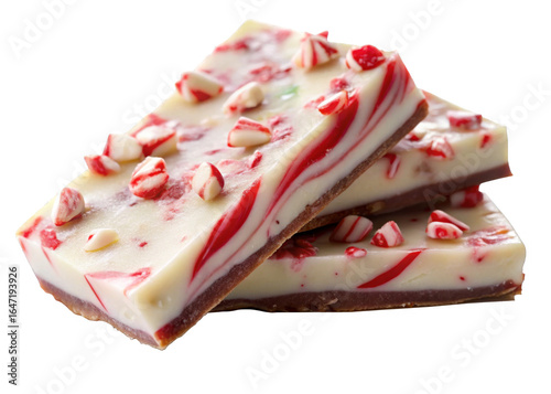 Peppermint Bark isolated on a transparent background.	