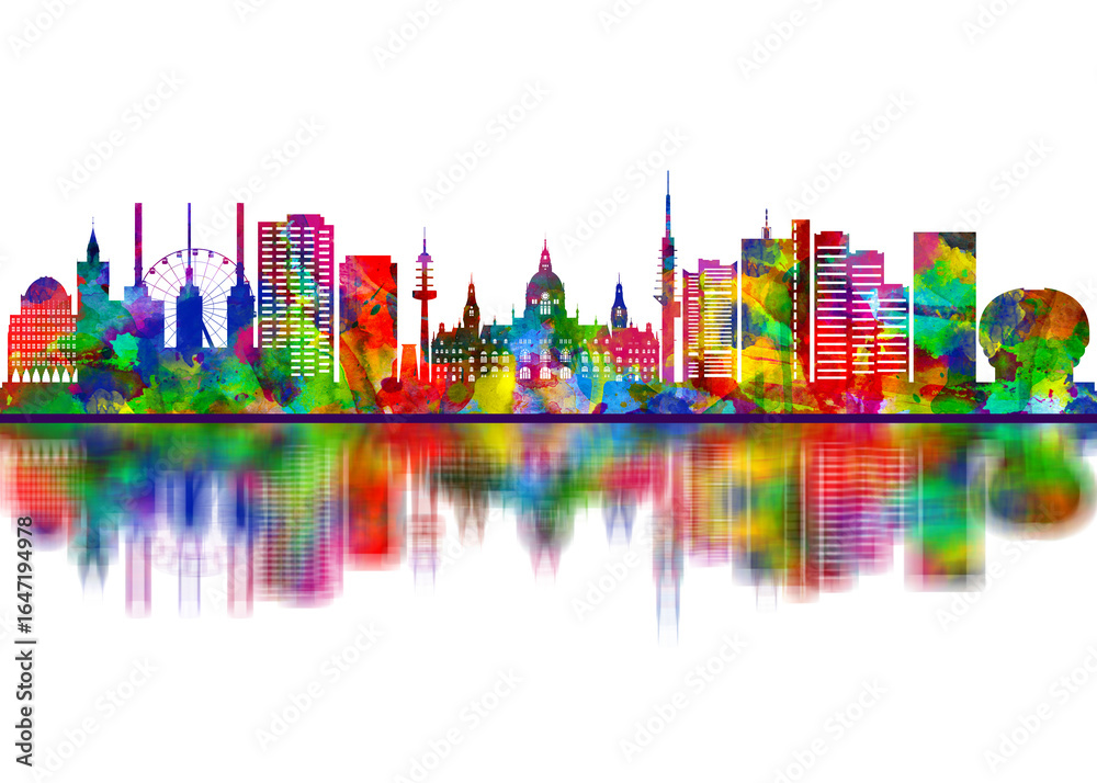 Obraz premium Hanover Germany Skyline. Cityscape Skyscraper Buildings Landscape City Downtown Abstract Landmarks Travel Art