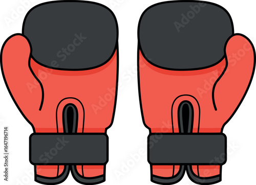 Red boxing gloves icon combat sport equipment