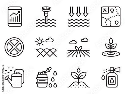 Sustainable Agriculture Cultivating Growth with Modern Farming Icons