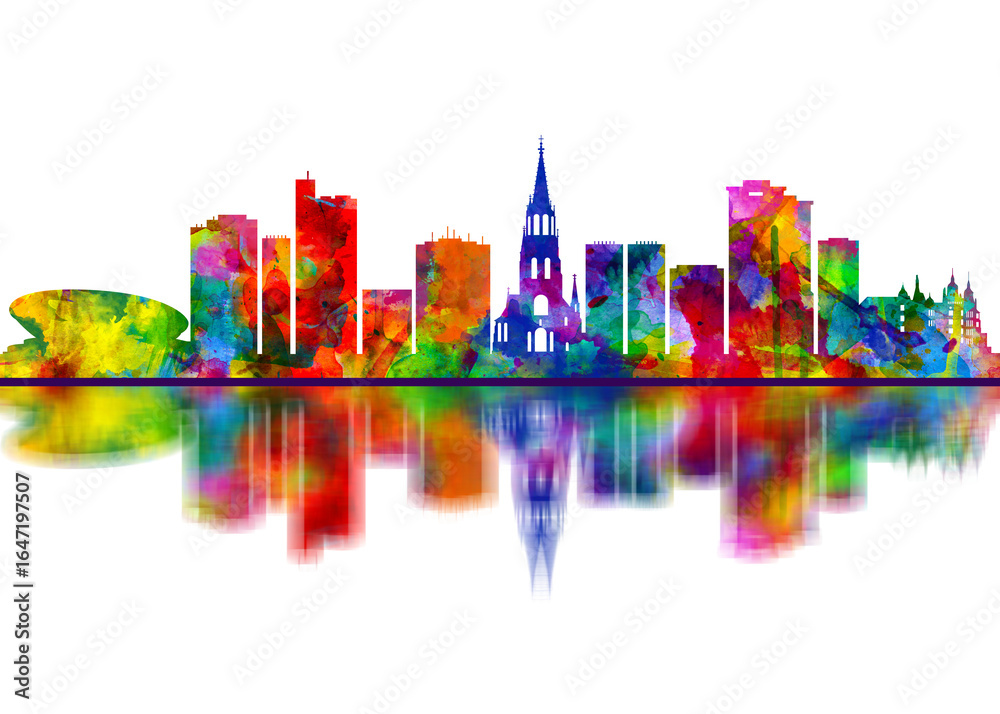 Obraz premium Katowice Poland Skyline. Cityscape Skyscraper Buildings Landscape City Downtown Abstract Landmarks Travel Art