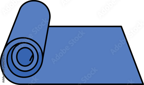 Rolled blue yoga mat