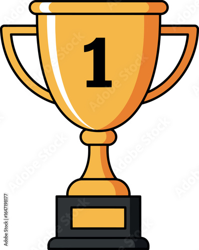 Golden trophy with number 1 victory award