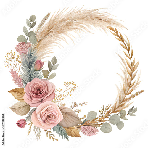 Autumn Watercolor Wreath Collection with Seasonal Leaves, Pumpkins, and Flowers pngs