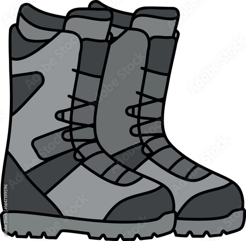 Rugged hiking boots illustration