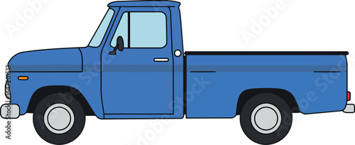 Vintage blue pickup truck classic automotive illustration
