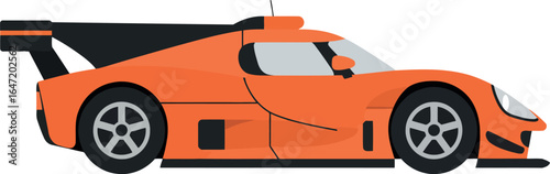 Orange racing car side view