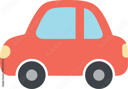 Cute red cartoon car icon
