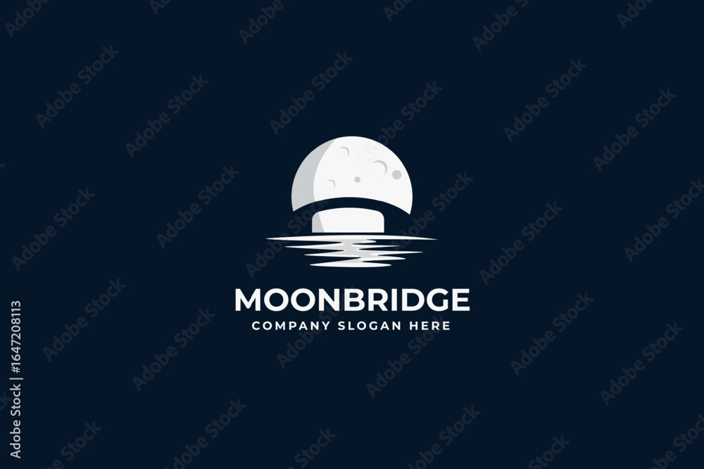Fototapeta premium Moon with bridge logo design vector inspiration.