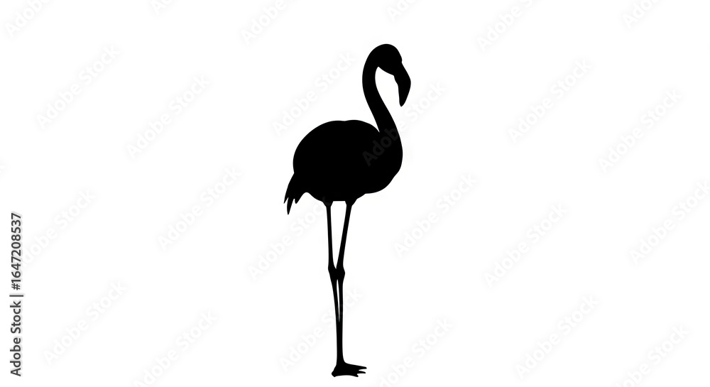 Fototapeta premium Black silhouette flamingo graphic