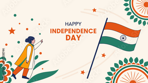 Celebrate india independence day with flag and patriotic theme vector illustration design template vector