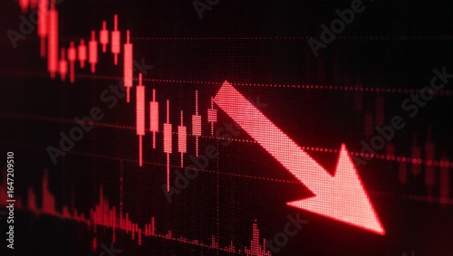 Stock Market Downtrend with Red Arrow — Bearish Financial Chart