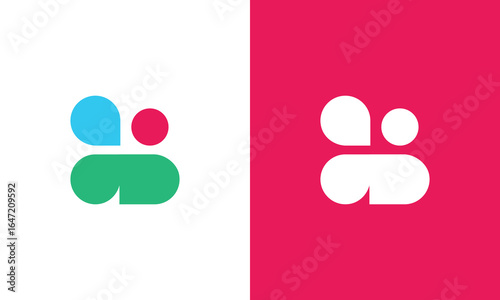 Abstract Modern Minimalist People Logo Design, Two Color Variations on White and Pink Backgrounds.