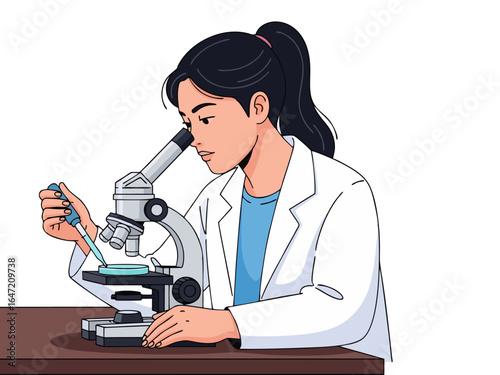 scientists who examine through a microscope