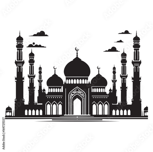 Eid Mubarak Vector Design with Islamic Architecture