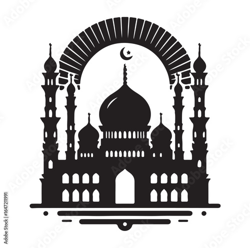 Eid Mubarak Vector Design with Islamic Architecture