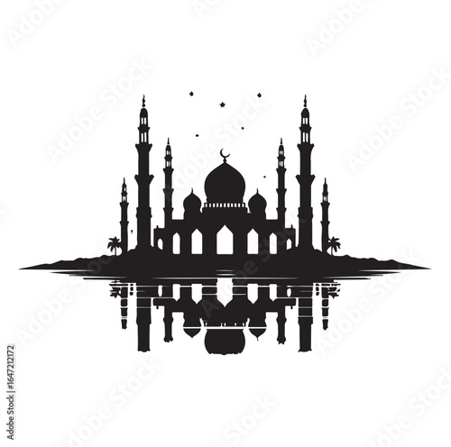 Eid Mubarak Vector Design with Islamic Architecture