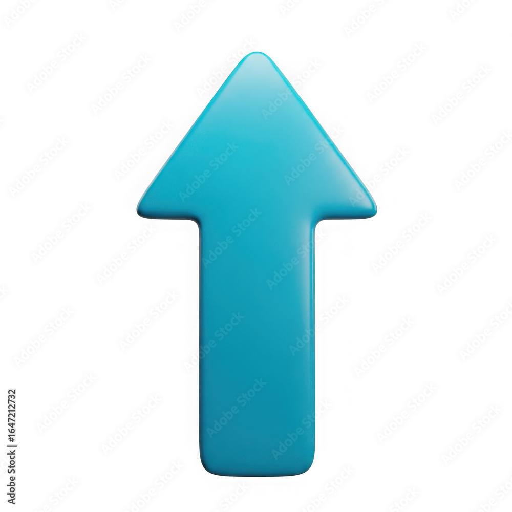 Bright cyan arrow pointing upwards indicating progress and direction isolated on transparent background Bright cyan arrow pointing upwards indicating progress and direction isolated on transparent background