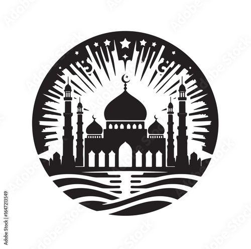 Eid Mubarak Vector Design with Islamic Architecture