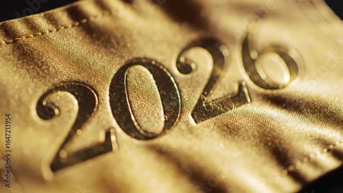 Elegant gold embossed number 2026 on a luxurious satin fabric, symbolizing a future event, new year, or graduation.