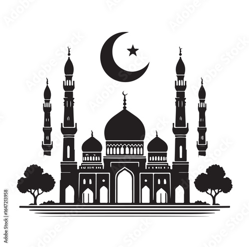 Eid Mubarak Vector Design with Islamic Architecture