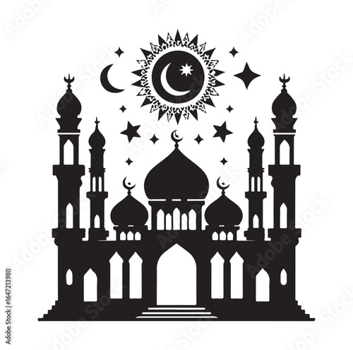 Eid Mubarak Vector Design with Islamic Architecture