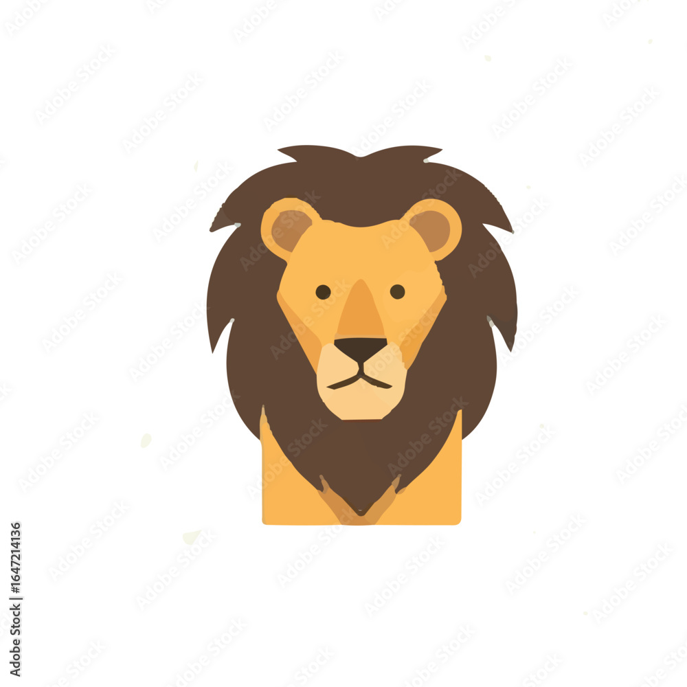 Obraz premium Stylized lion head icon with a prominent mane. Wild animal vector graphic for a logo or emblem, isolated on a white background.