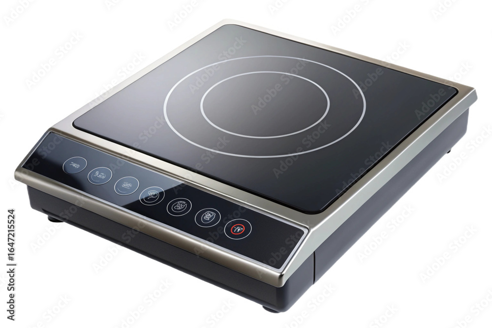 Fototapeta premium Modern induction cooktop with digital display on black background