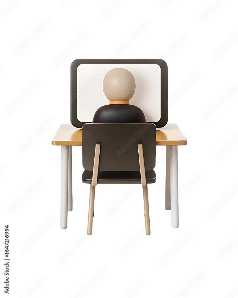 Fototapeta premium Person working on computer at desk, modern remote work setup