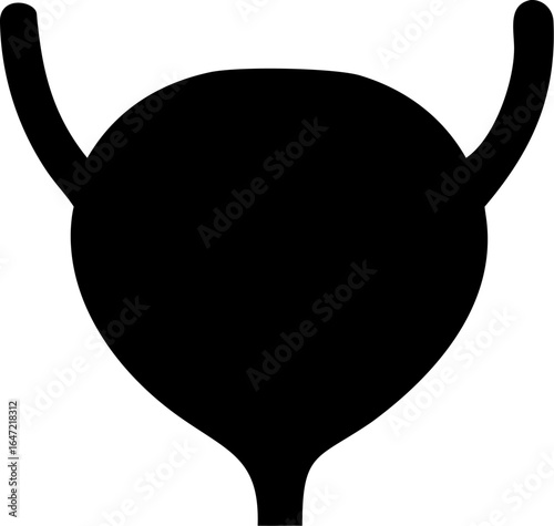 Human bladder organ icon with subtle shadow on a beige background