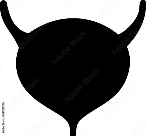 Human bladder organ icon with subtle shadow on a beige background
