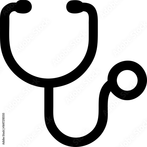 Minimalist black line art stethoscope icon for medical and healthcare themes