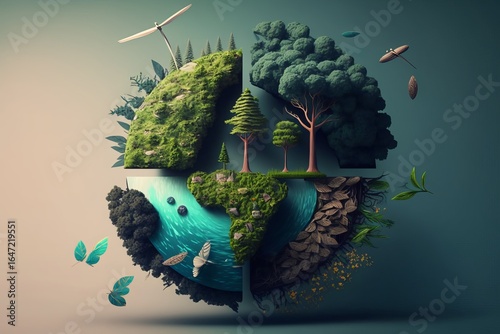 World environment and earth day concept with glass globe and eco friendly enviroment