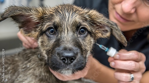 Cleaning a dog s floppy ears with vet approved solution