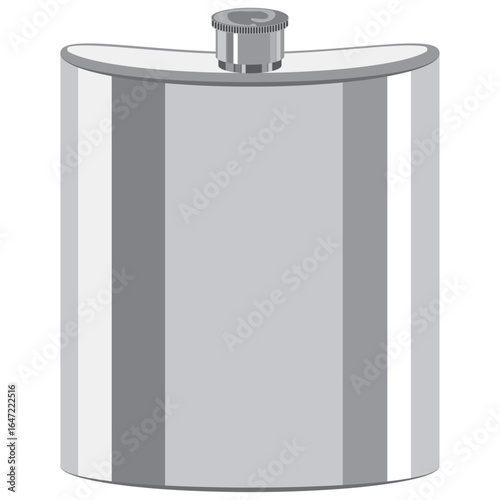 hipflask, stainless steel hip flask front view vector.