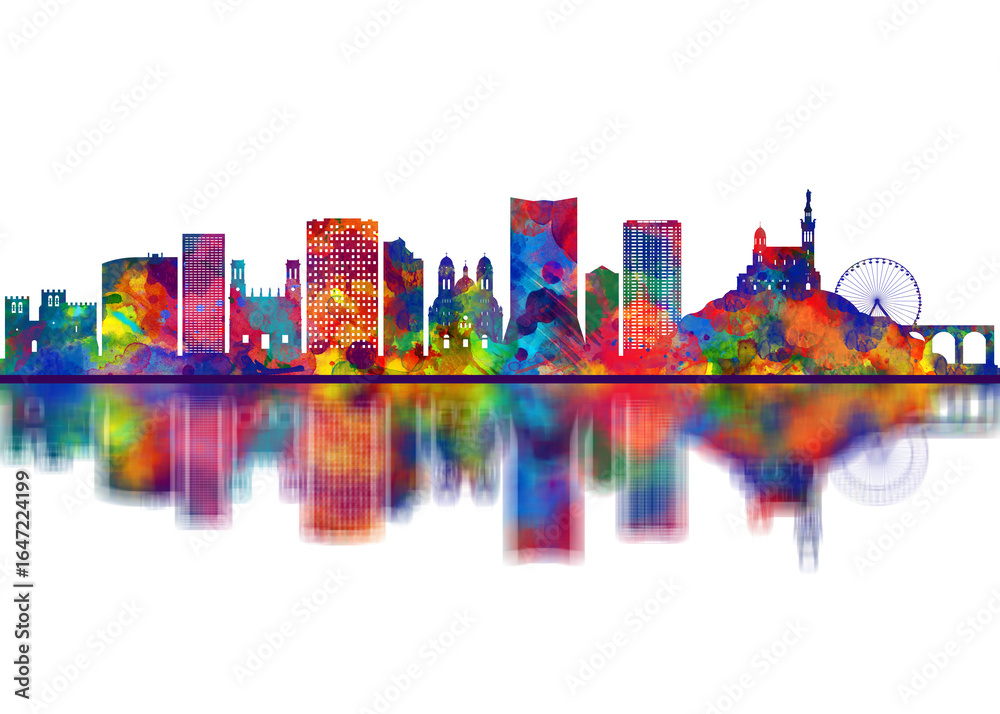 Obraz premium Marseille France Skyline. Cityscape Skyscraper Buildings Landscape City Downtown Abstract Landmarks Travel Art