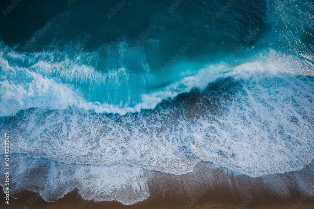 Fototapeta premium Powerful waves of the sea with white foam