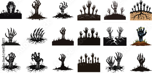Horror Halloween Hands Coming Out of the Ground Vector Collection