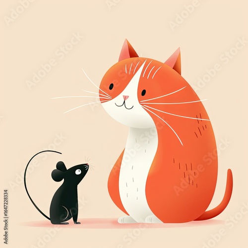 Cute animal character illustration for children book of stories, fairy tale drawing for kids, cartoon style, fashion print for children clothes, animal picture for nursery room decoration