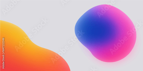 Colorful 3D glossy spheres with purple, blue, and green reflections decorate a white background in a festive Easter illustration