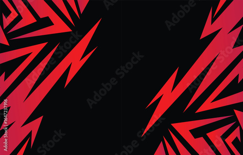 Abstract sporty red gradient background with jagged arrow line pattern and with some copy space area