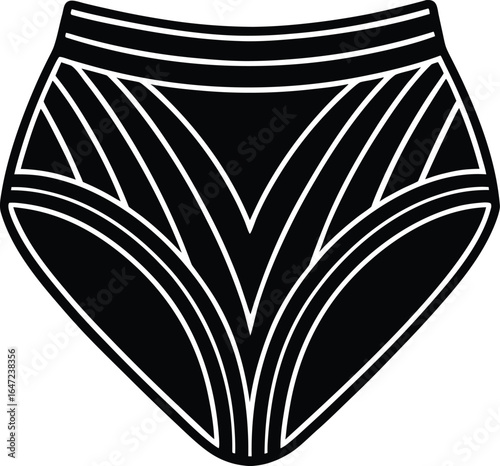 High Waist Underwear Flat Silhouette Vector, digitally generated image, red, vibrant color, yellow, active wear